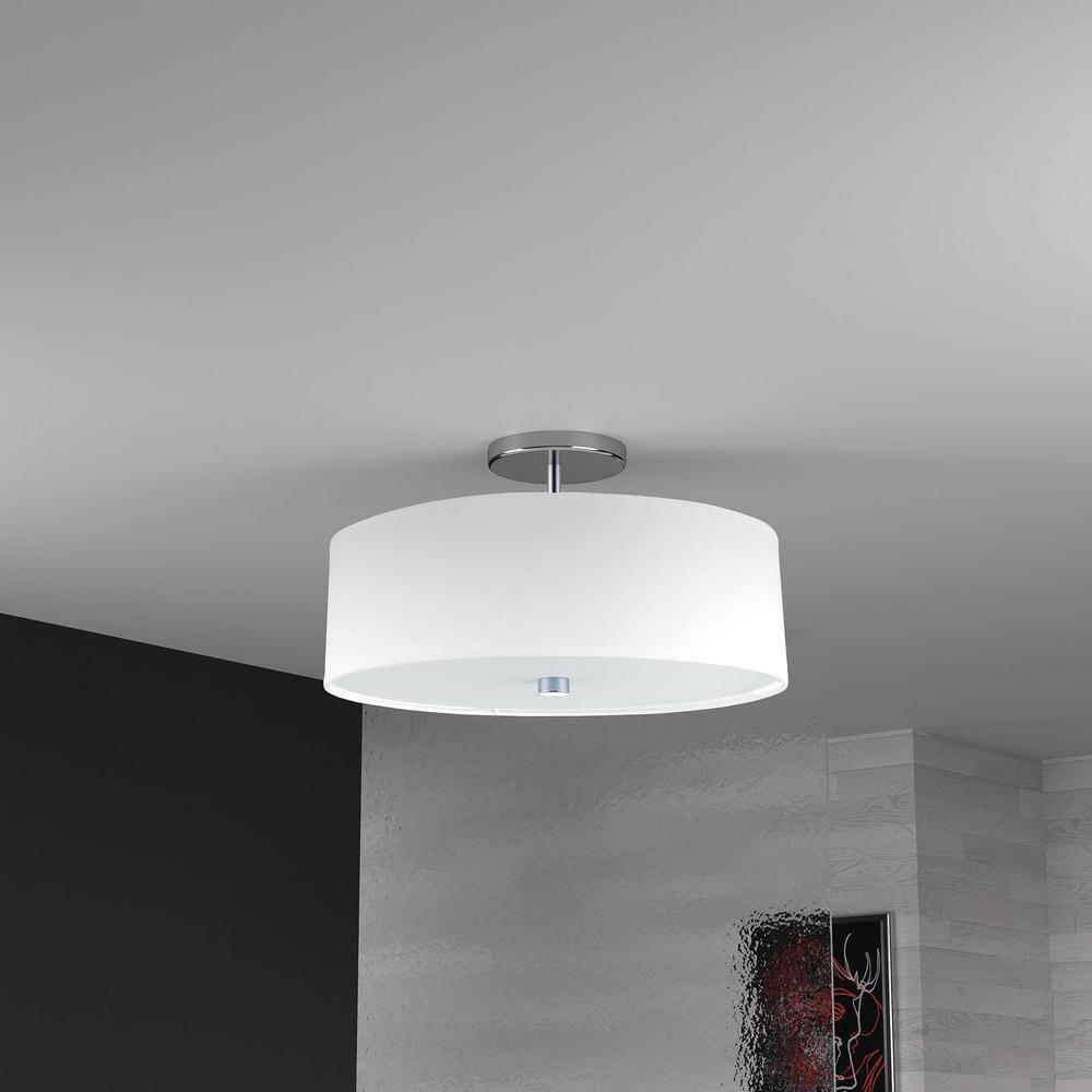 Dainolite 3LT Incandescent Semi-Flush PC w/ White Shade
