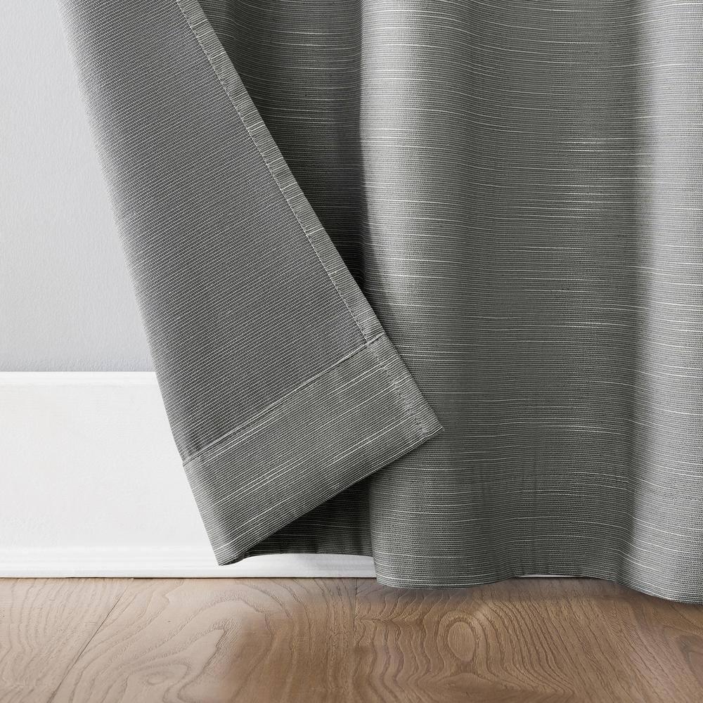50"x63" Archaeo Total Blackout Textured Linen Blend Grommet Top Curtain Panel Gray