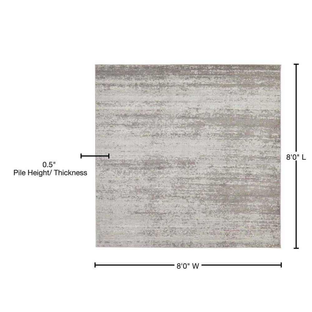 Unique Loom Del Mar Collection Area Rug - Lucille (7' 10" Square, Gray/ Ivory)