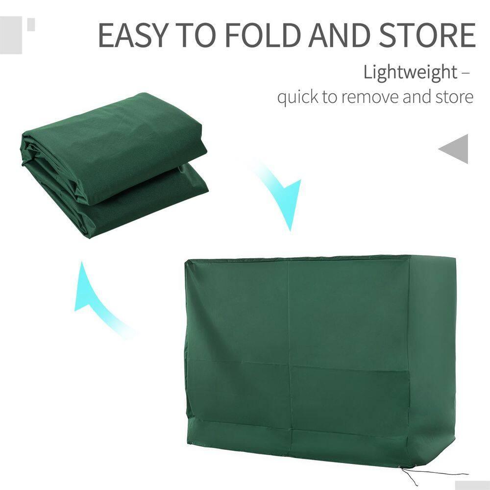 Outsunny 600D Oxford 3-Seater Patio Swing Cover Outdoor Swing Chair Cover Garden Furniture Cover Rain Protection Waterproof Anti-UV, Dark Green