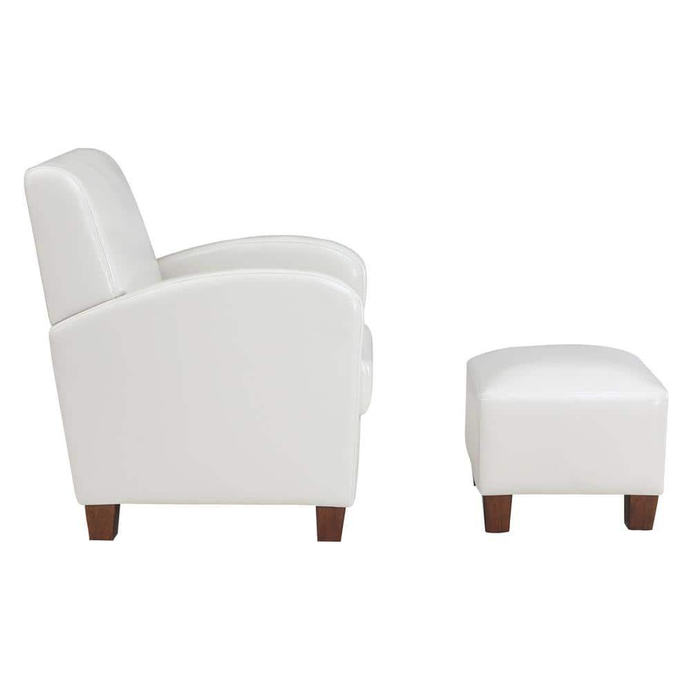 Aiden Chair & Ottoman Cream Faux Leather with Medium Espresso Legs