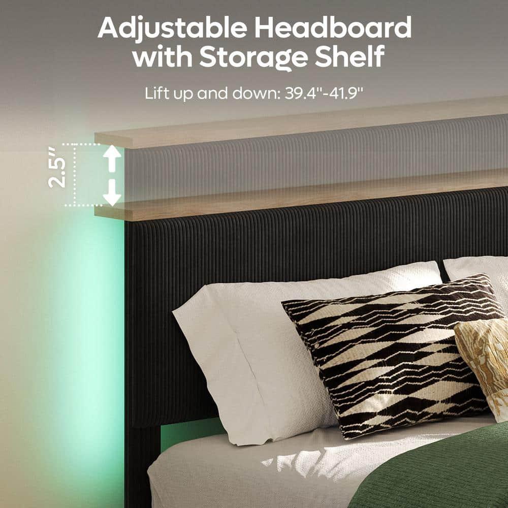 Bestier Queen Size Bed Frame with Headboard Black