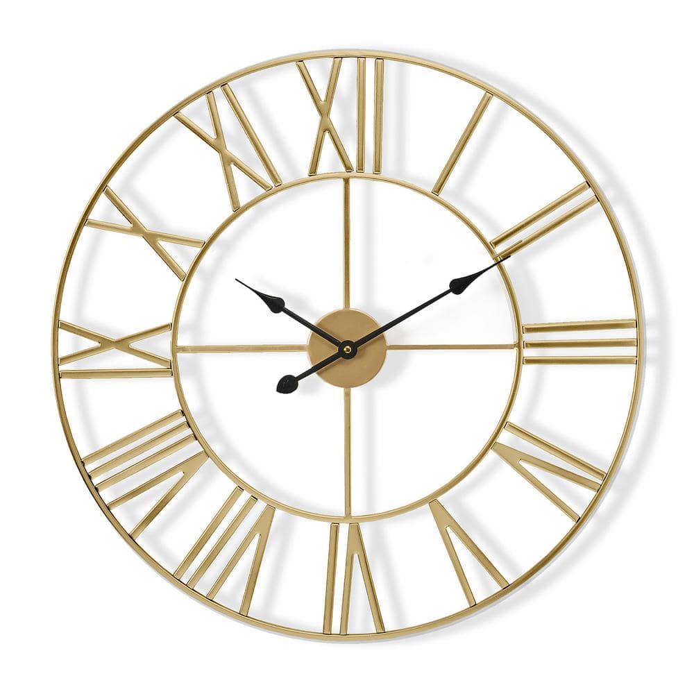 GGI International Large Decorative Wall Clock 16" - Roman Numeral Modern Home Decor Gold