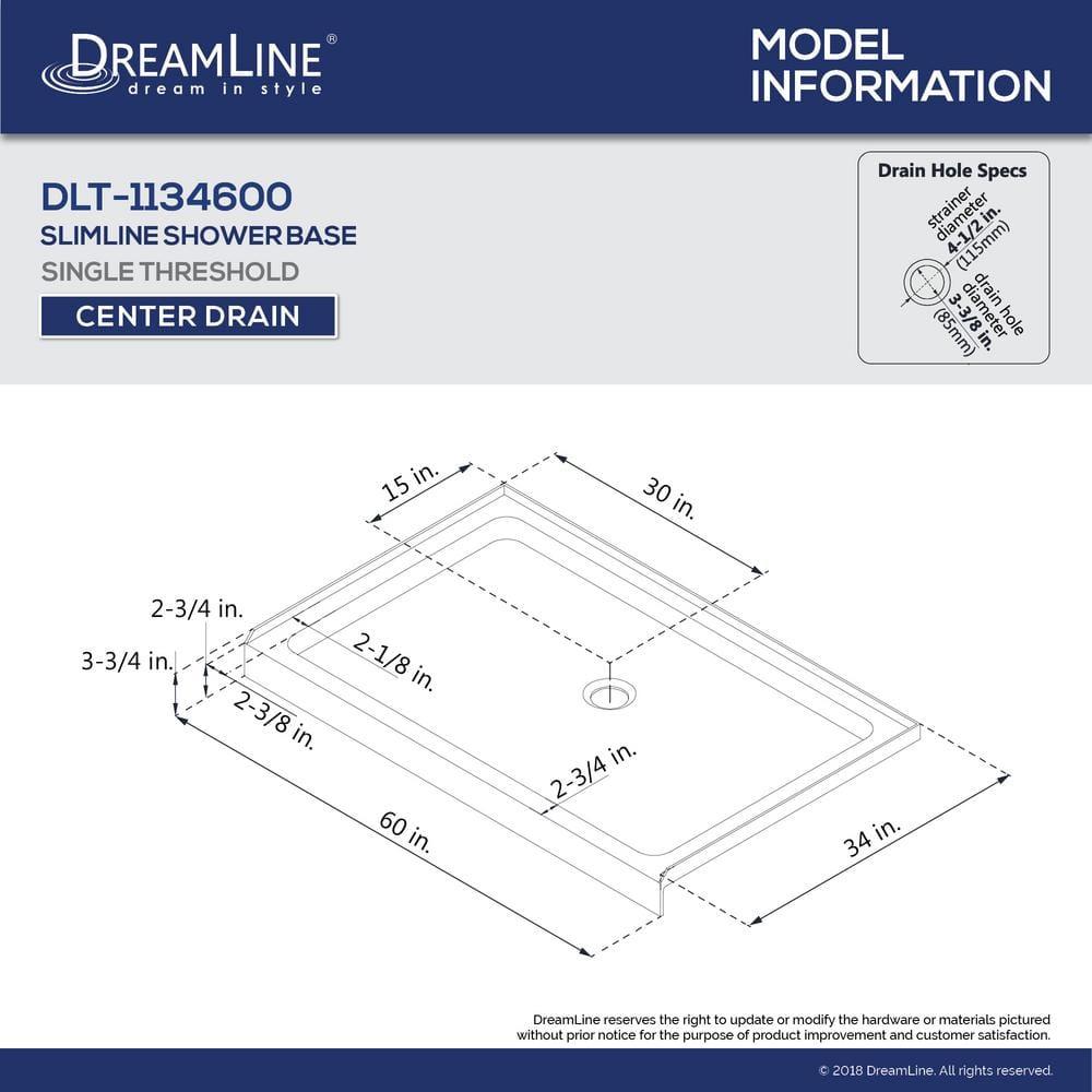 SlimLine 60" x 34" Single Threshold Shower Base