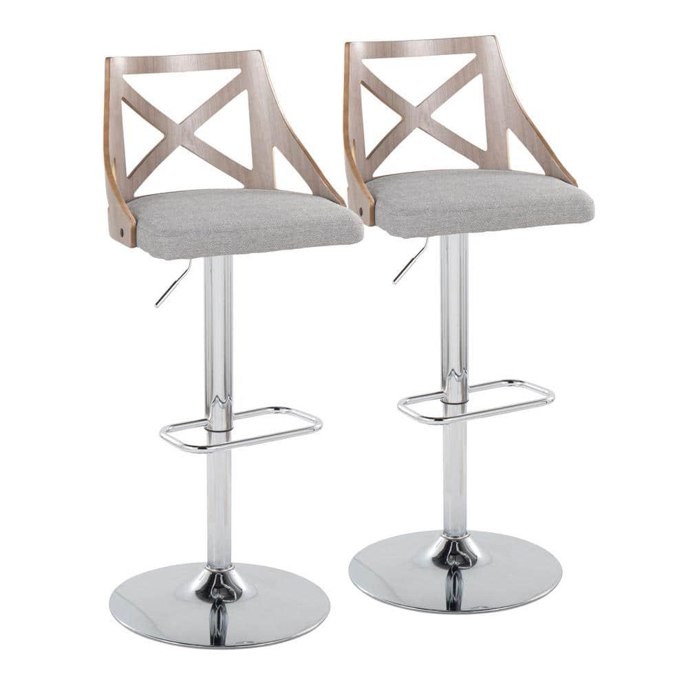 Swivel Upholstered Adjustable Height Counter Stool with Metal Frame