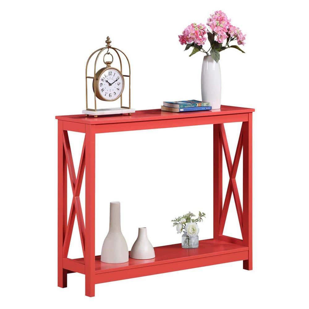 Convenience Concepts Oxford Console Table with Shelf, Coral