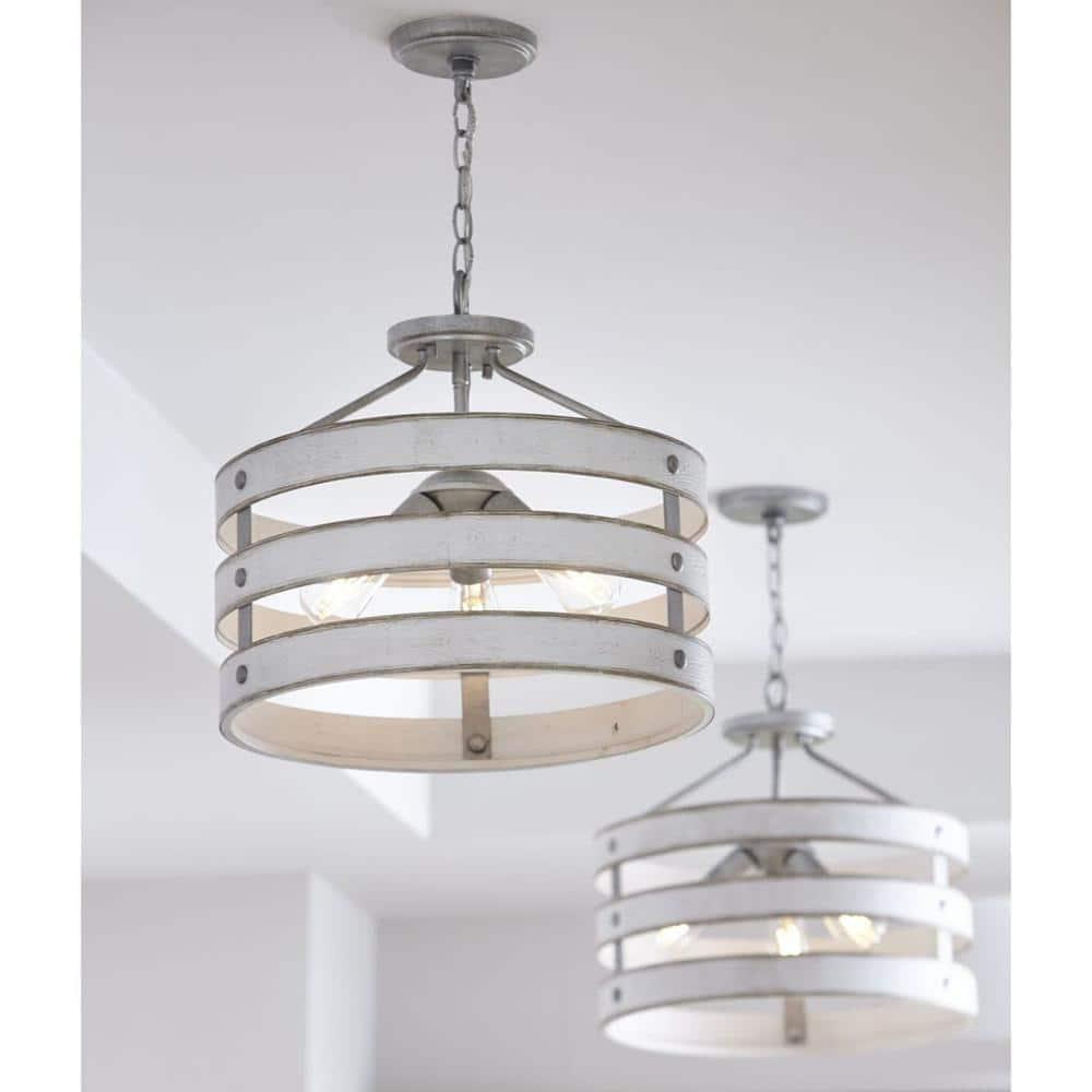 Progress Lighting Gulliver 3-Light Semi-Flush Convertible Ceiling Light, Galvanized Finish, Open Design