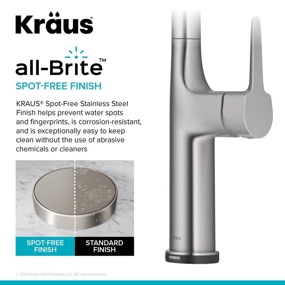 Kraus OlettoTall Modern Single-HandleTouch Kitchen Sink Faucet with Pull Down Sprayer in Spot Free Stainless Steel