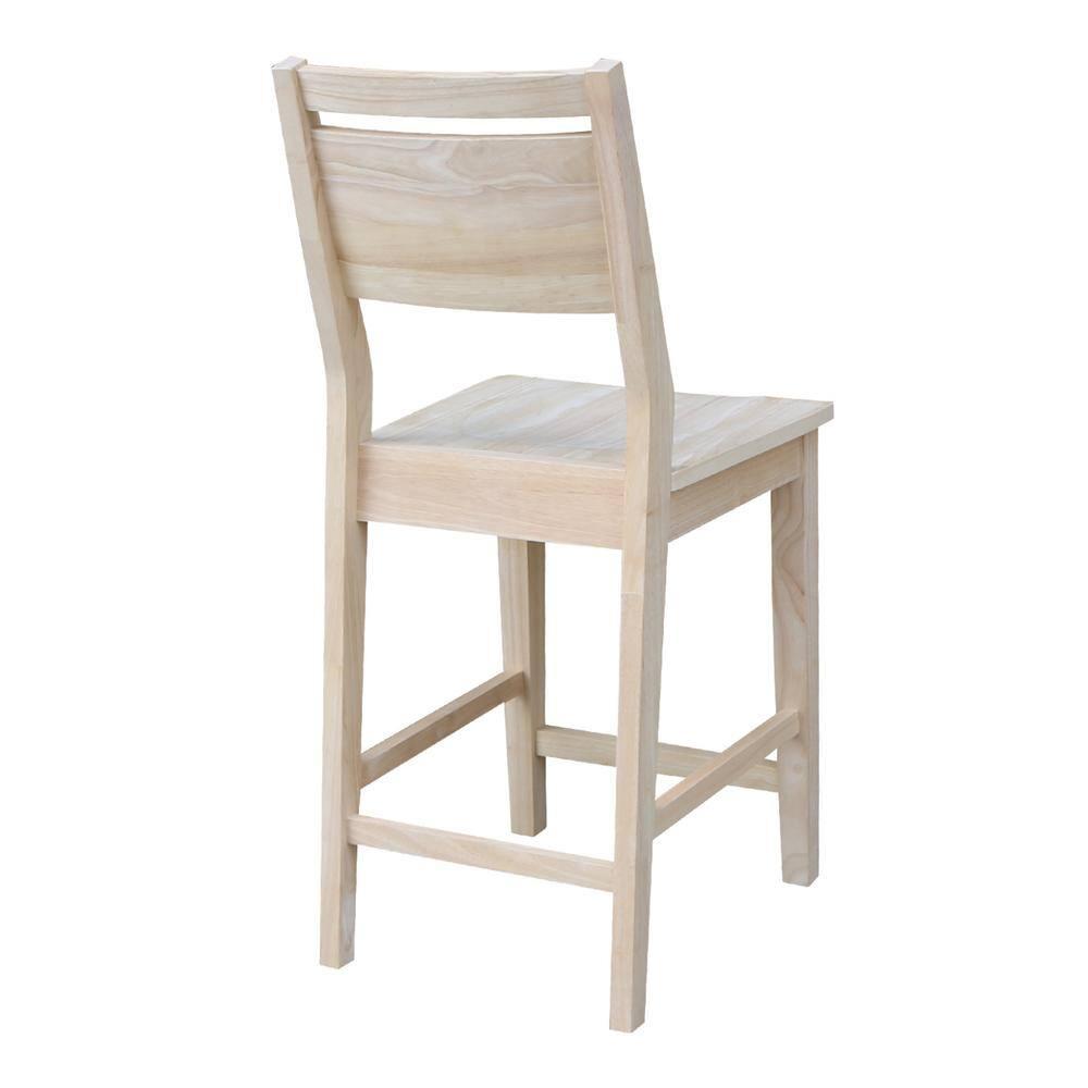 International Concepts Wood Slat Back Aspen Counter Height Panel Stool - Unfinished - 24" Seat Height