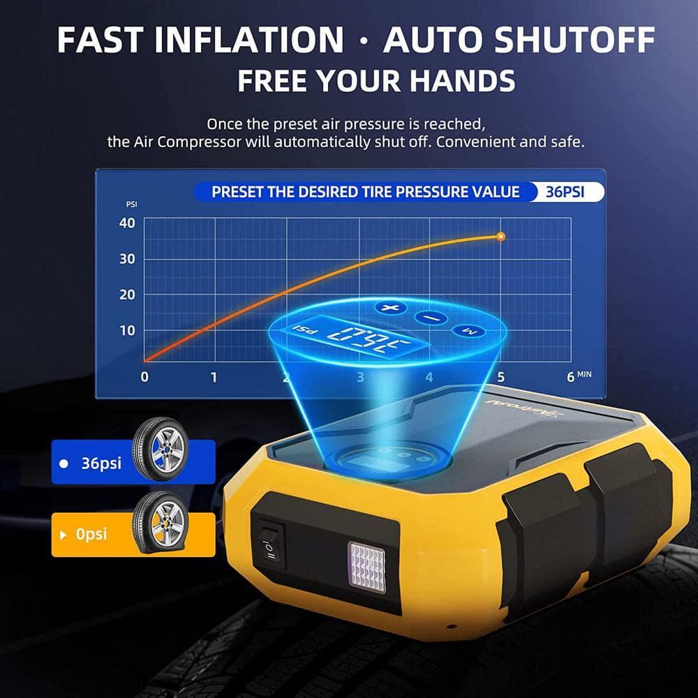 Tire Inflator 100 PSI, Car Tire Air Pump, Portable Air Compressor for Tires, Yellow, for Gift