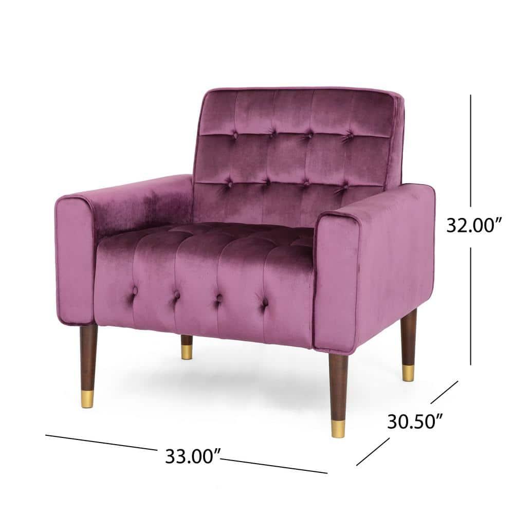 GDF Studio Chesaco Modern Glam Velvet Tufted Armchair, Raisin and Dark Espresso