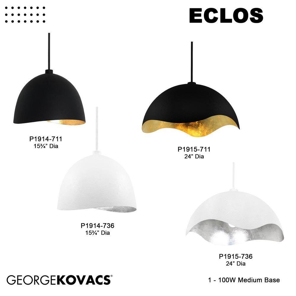 George Kovacs by Minka George Kovacs Eclos 23" Wide 1 Light Pendant In Sand Coal W/Gold Leaf Finish