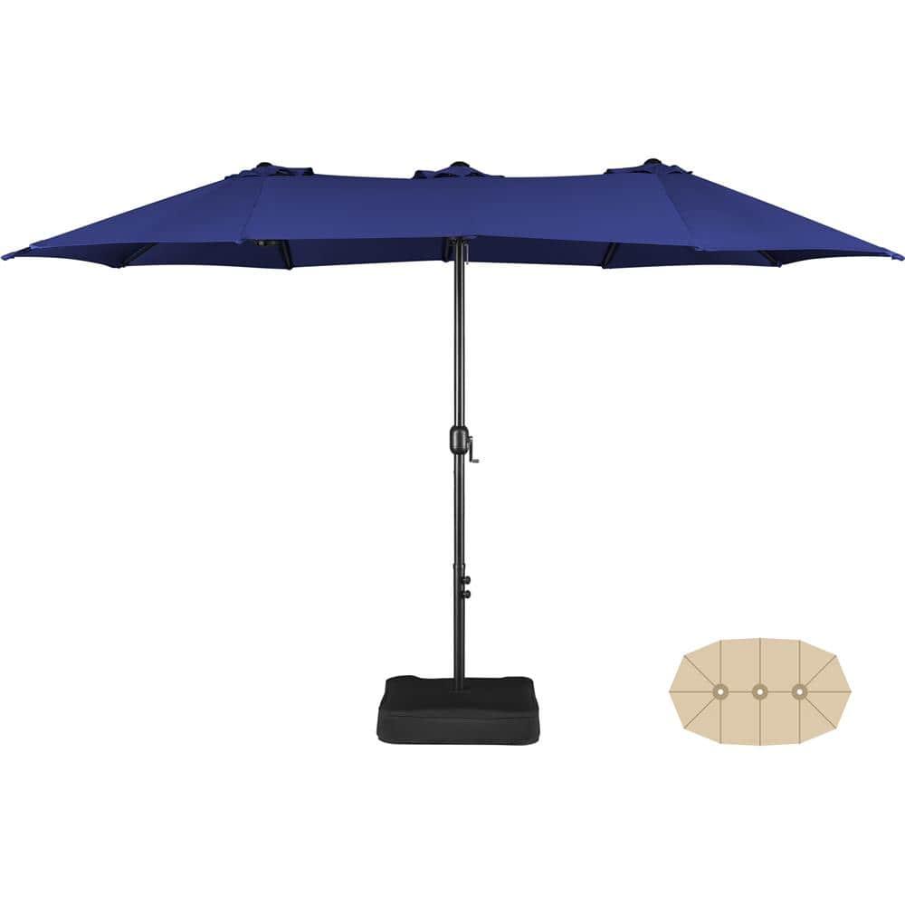 Yaheetech 13 ft Outdoor Patio Umbrella with Crank, Navy Blue