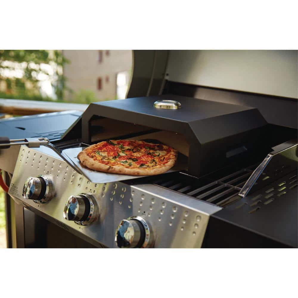 GrillFest Grill Top Outdoor Pizza Oven - Baking Stone, Stainless Steel Sides