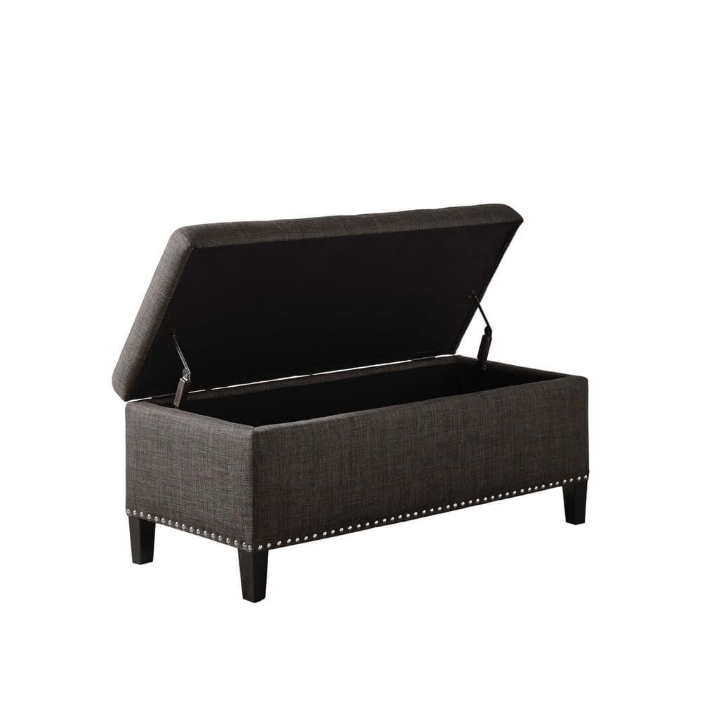 Wildon Home® Dark Gray Solid + Manufactured wood + 100% Polyester Bench
