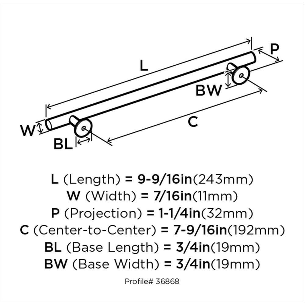 Amerock Radius 7-9/16 inch (192mm) Center-to-Center Oil-Rubbed Bronze Cabinet Pull