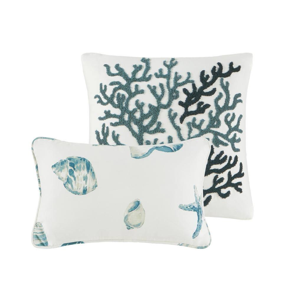 100% Cotton Duvet Cover, Seashells Duvet Cover Set Light Weight Bed Comforter Covers, Beach House Blue Ivory King/Cal King (106"x90") 3 Piece