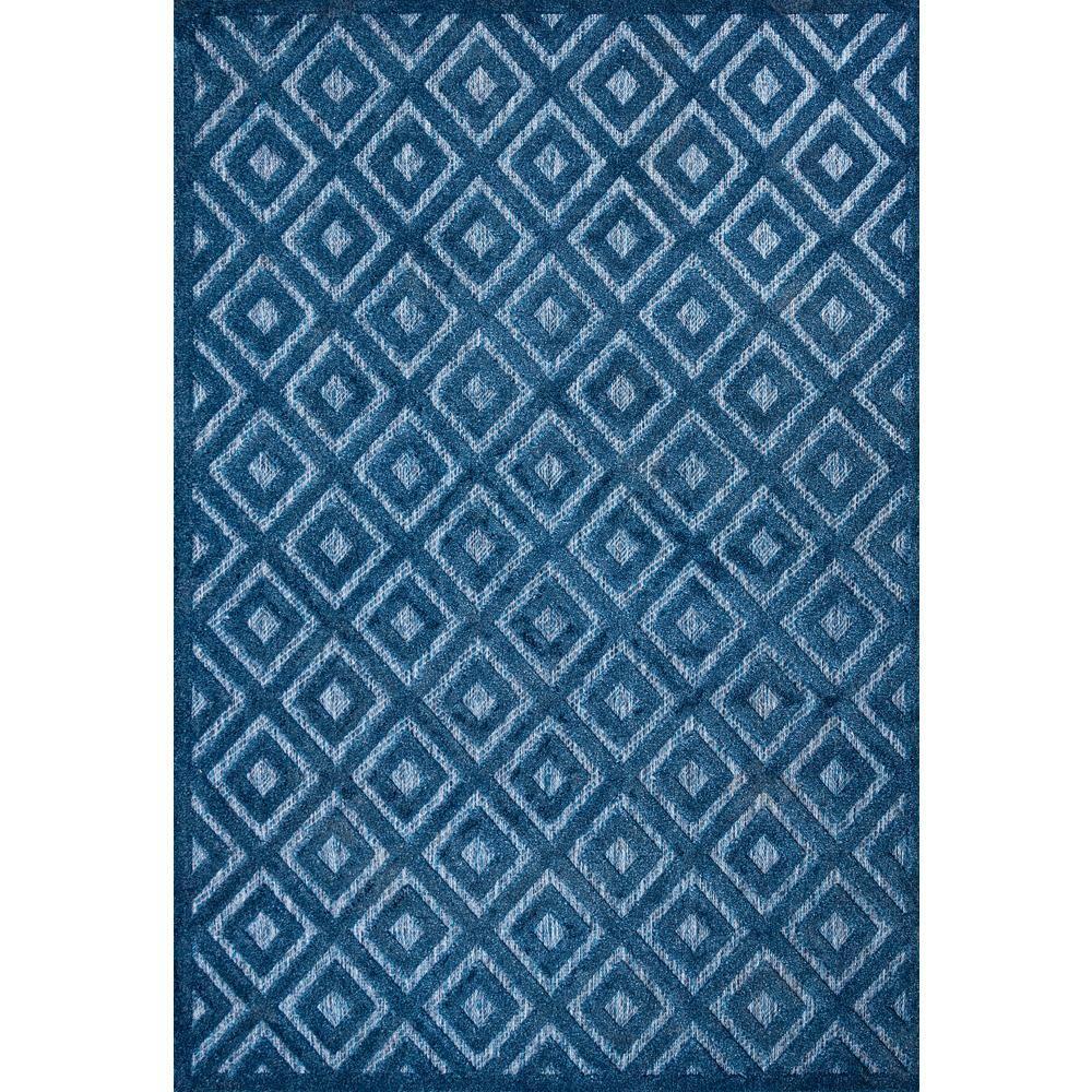 5'x8' Portmany Neutral Diamond Trellis Indoor/Outdoor Area Rug, Navy - JONATHAN Y
