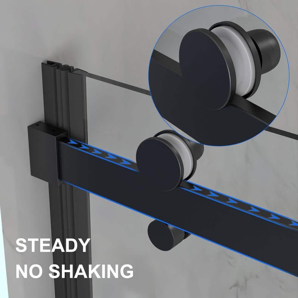 LONNI-STYLE 56 - 60 in. W x 58 in. H Frameless Sliding Bathtub Door  with Clear SGCC Tempered Glass LONY6058S04CMB