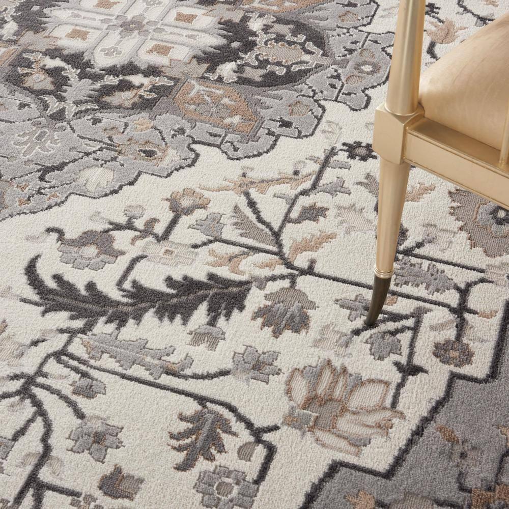 Elation Ivory Grey 8 ft. x 10 ft. Center Medallion Traditional Area Rug