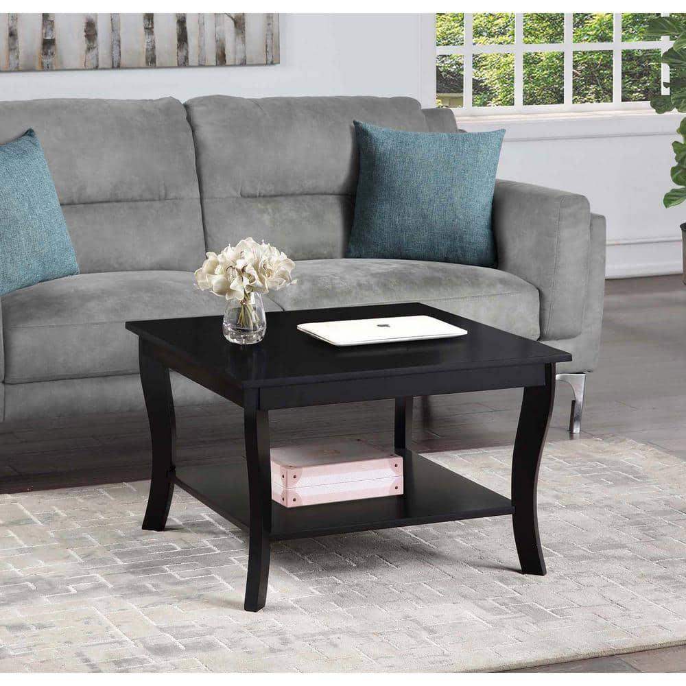Convenience Concepts American Heritage Square Coffee Table in Black Wood Finish