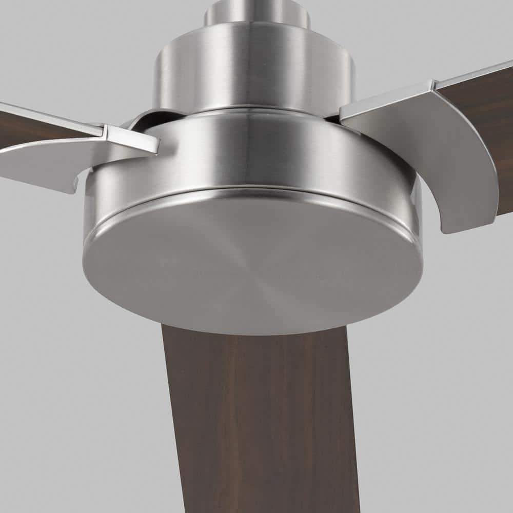 Generation Lighting Jovie 58-in Brushed Steel with Silver/American Walnut reversible blades Blades Propeller Ceiling Fan Without Light ( 3 -Blade )