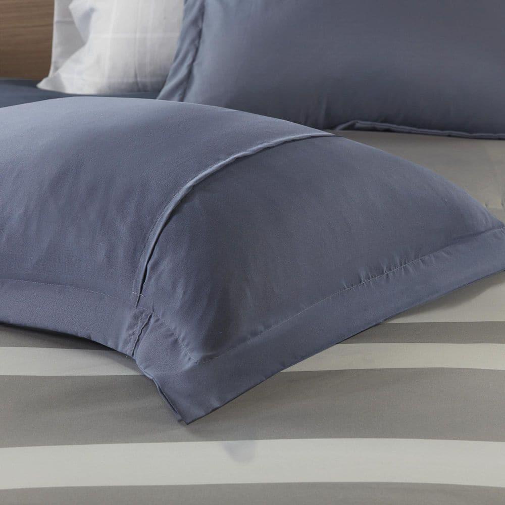 Intelligent Design Marsden Blue/Gray Microfiber Striped Comforter Set with Bed Sheets
