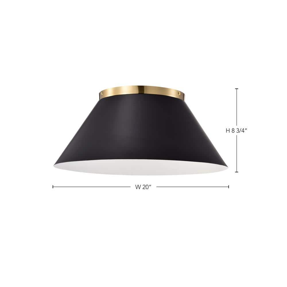 Nuvo Lighting Dover - 3 Light - Large Flush Mount - Black with Vintage Brass