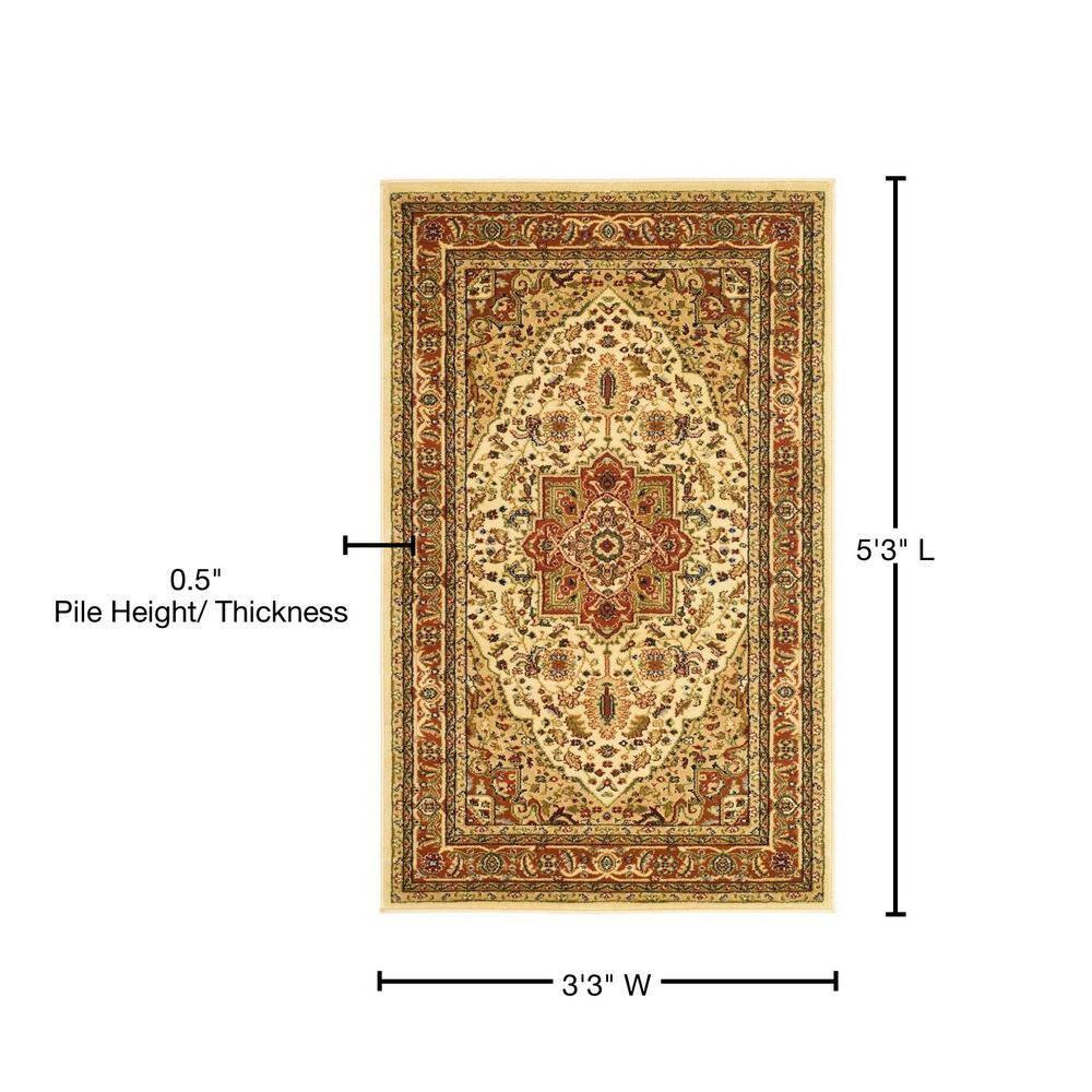 Lyndhurst Heriz LNH330 Power Loomed Accent Rug - Ivory/Rust - 3'3"x5'3" - Safavieh