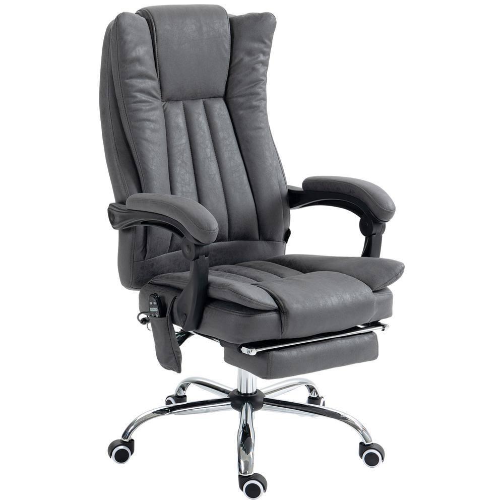 Vinsetto Microfiber Office Chair, High Back Computer Chair with 6 Point Massage, Heat, Adjustable Height and Retractable Footrest, Dark Blue