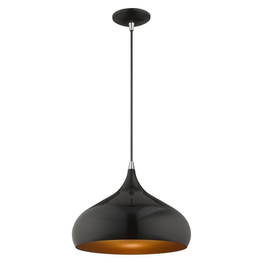 Livex Lighting Metal Shade 1 - Light Pendant in  Shiny Black