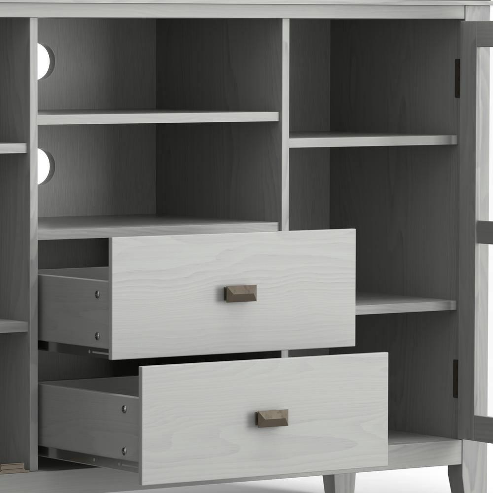 Simpli Home Artisan Solid Wood TV Media Stand in Fog Gray