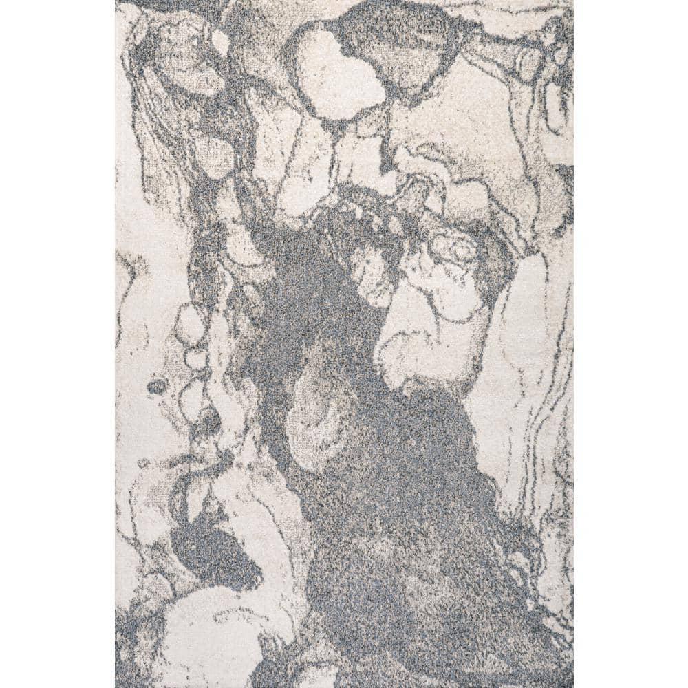 5' x 8' Marmo Abstract Marbled Modern Area Rug, Gray/Cream - JONATHAN Y