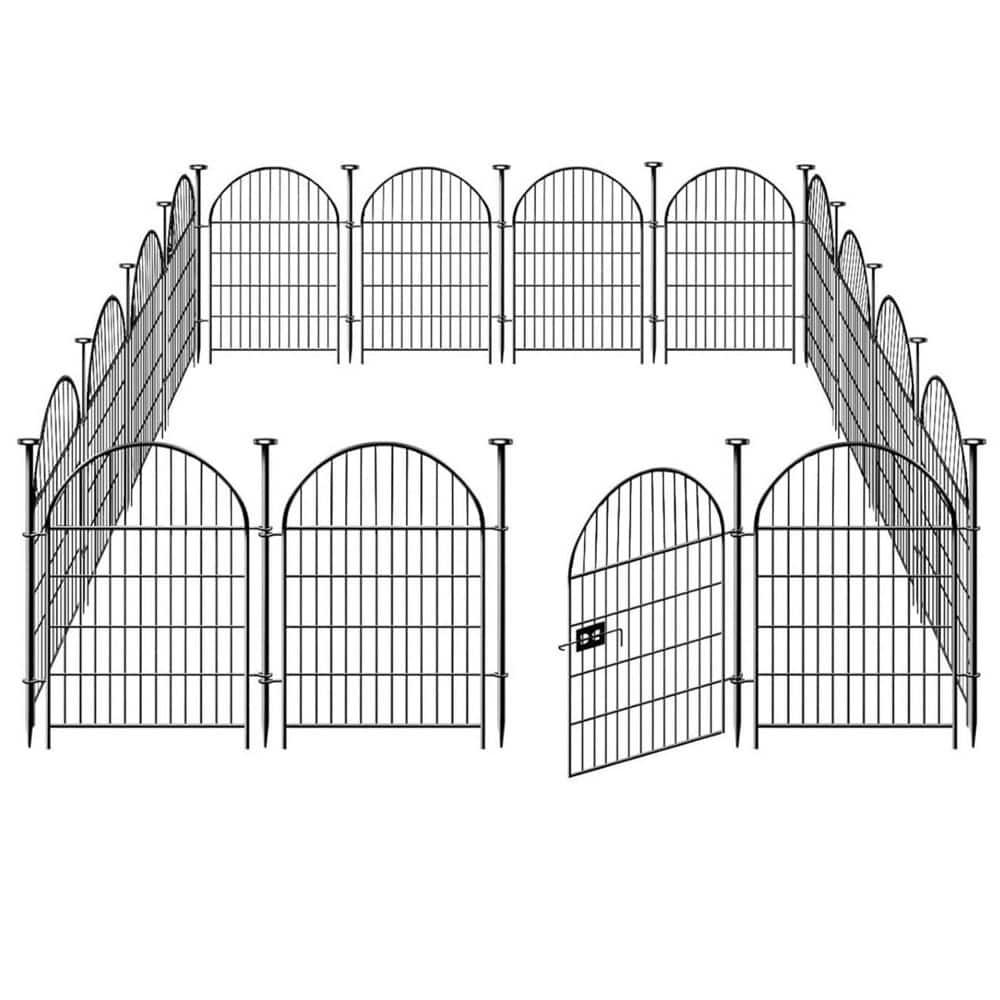 Tall Garden Fence Animal Barrier with Gate, 32 in(H) 16 Panels Garden Fences and Borders for Dogs, Dog Fence Outdoor for Yard, Total Length 35 Ft Metal Temporary Fencing│Patented