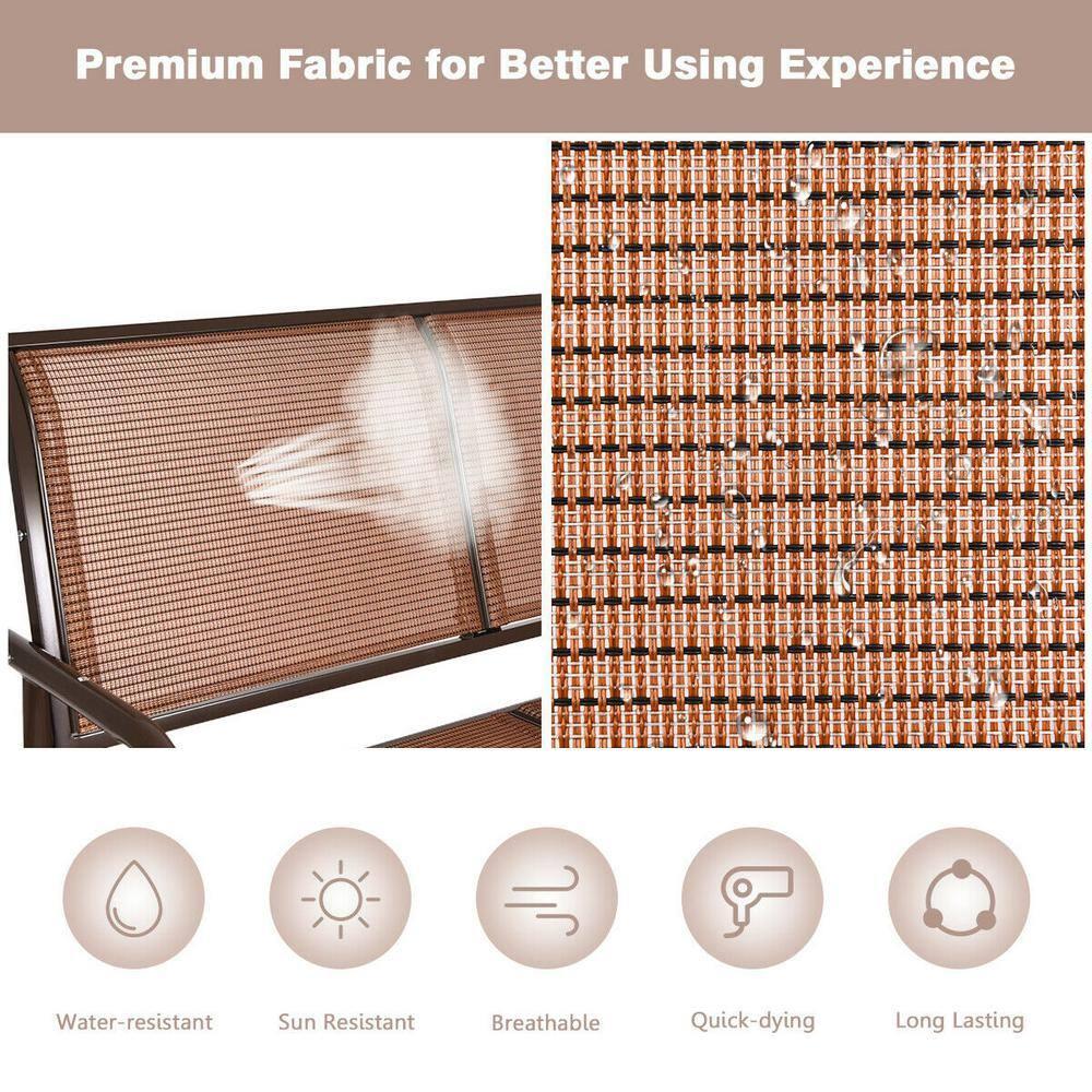 Costway 48'' Outdoor Patio Swing Glider Bench Chair Loveseat Rocker Lounge Backyard Brown