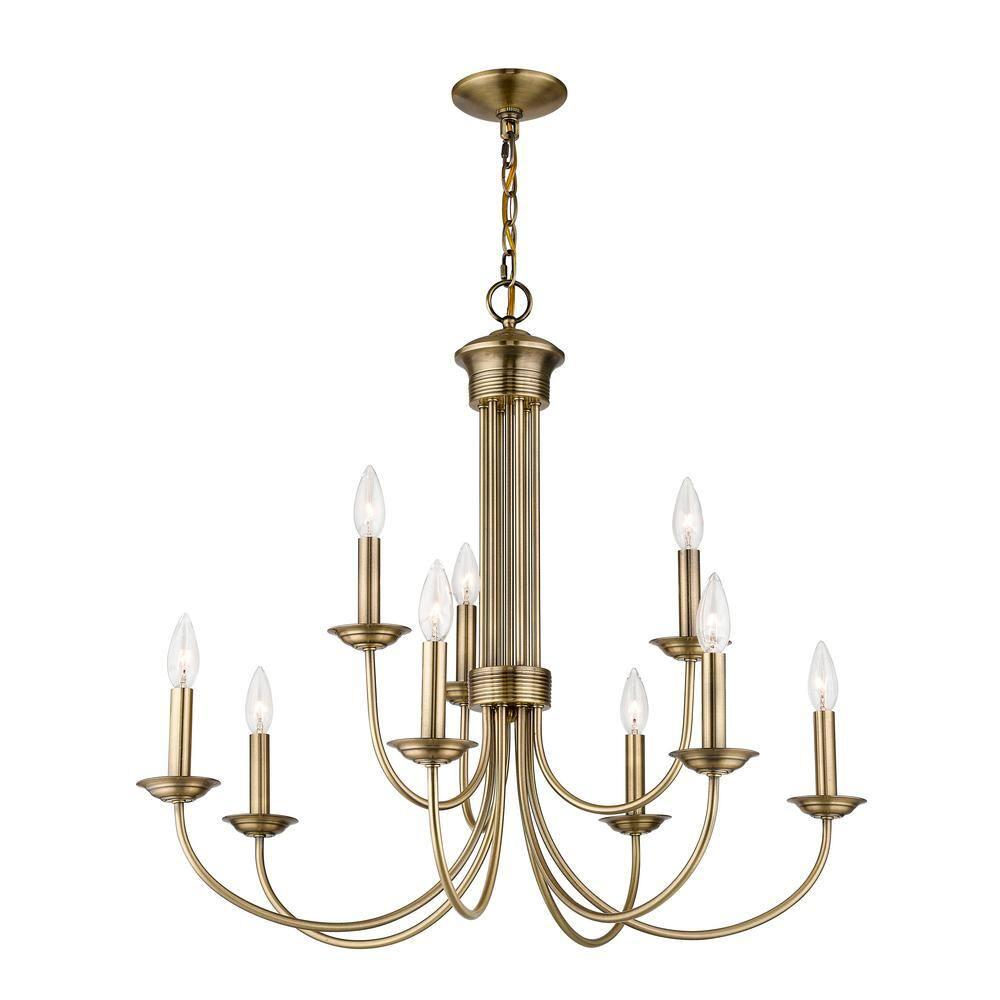 Livex Lighting Estate 9 - Light Chandelier in  Antique Brass