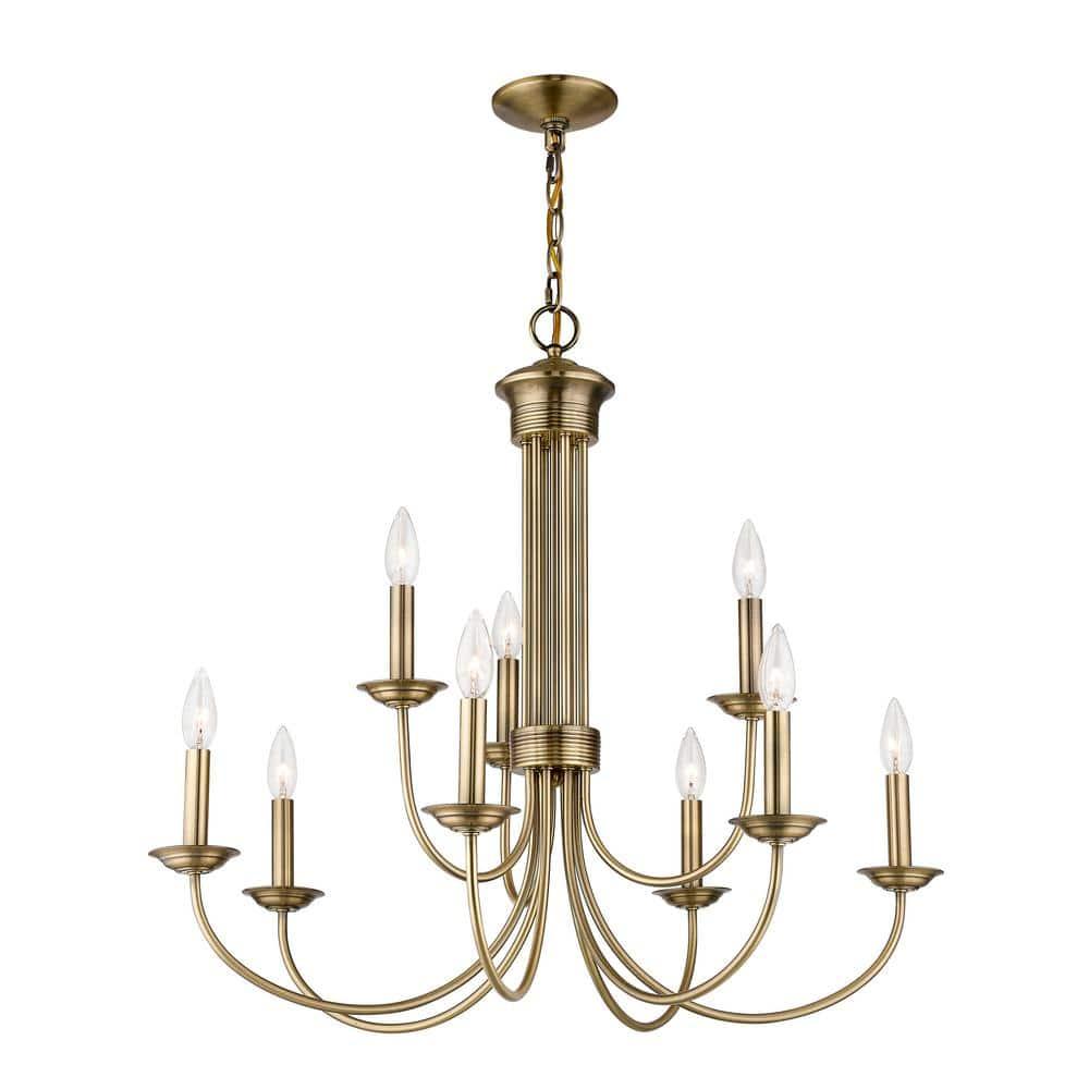 Livex Lighting Estate 9 - Light Chandelier in  Antique Brass