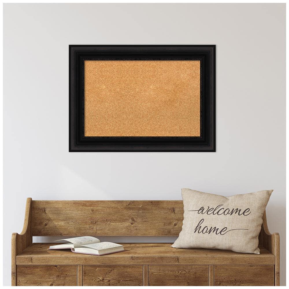 Amanti Art Natural Cork Board Framed Parlor Black Bulletin Board 30 in. x 22 in.