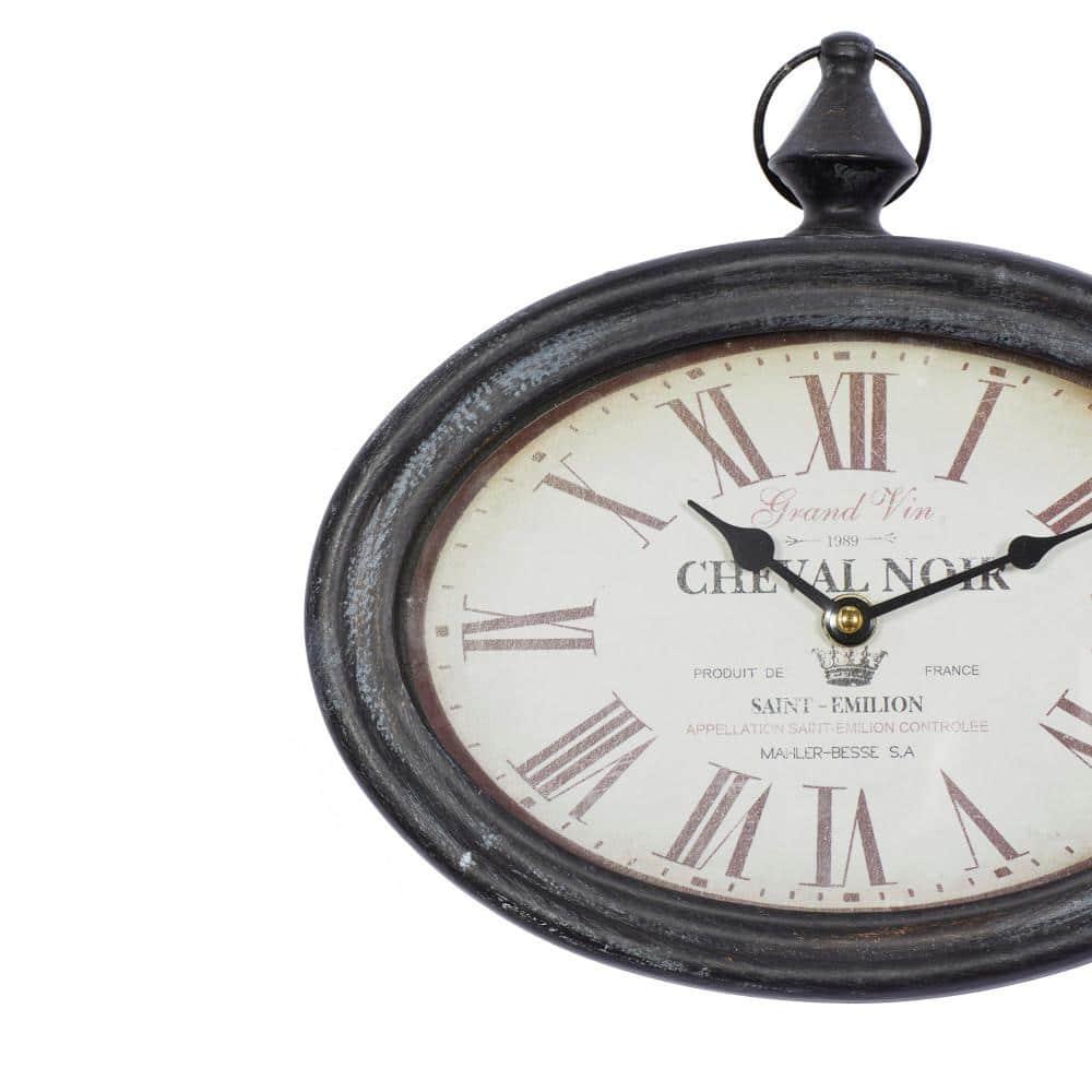 DecMode 12"H, 11"W Cream Metal Pocket Watch Style Wall Clock (2 Count)