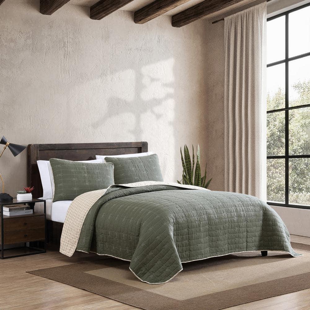 Eddie Bauer Lakehouse Eddie Bauer Green Cotton Reversible Quilt Set