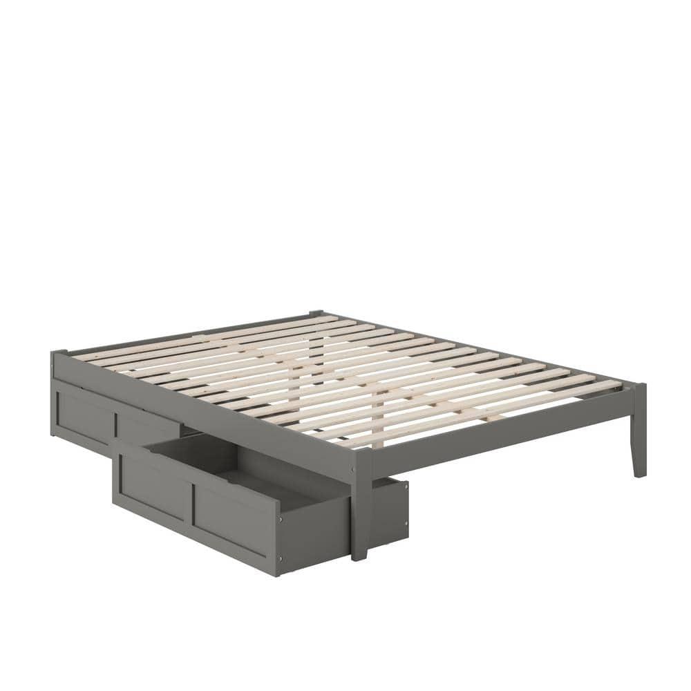 Colorado Queen Bed with USB Turbo Charger and 2 Extra Long Drawers in Grey