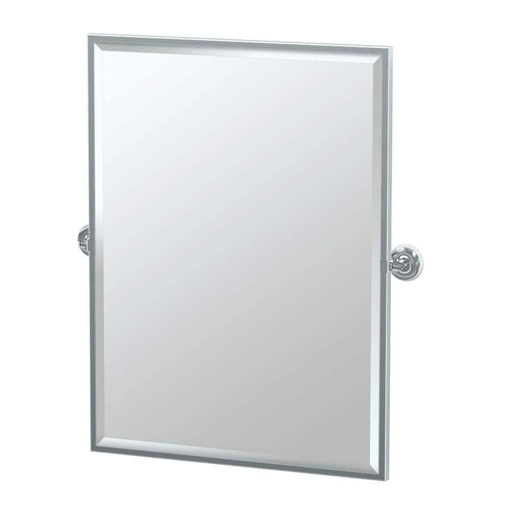 Designer II Wall Mount Framed Rectangle Mirror | Pivoting and Beveled Bathroom Mirror
