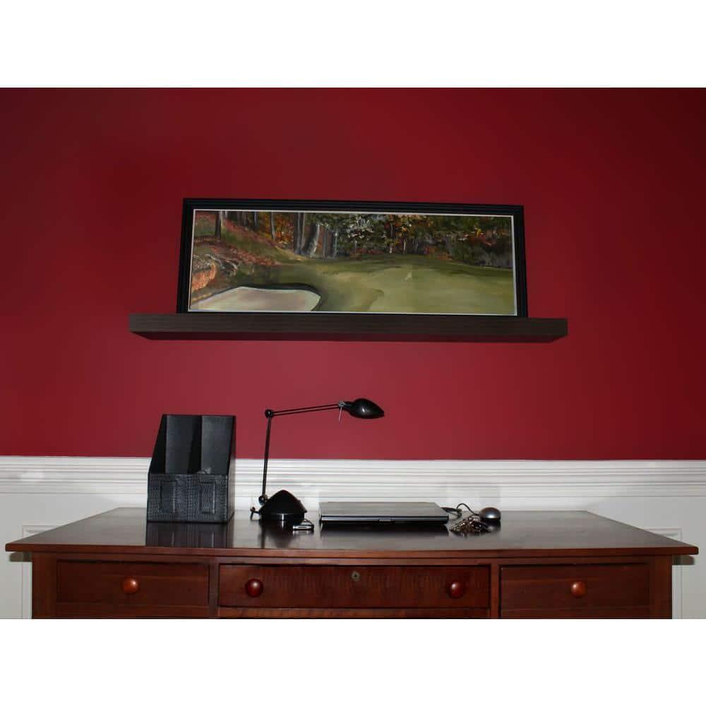 InPlace 48" Floating Shelf Wall Mounted Hidden Brackets Espresso: Modern Wood Composite, 17 lbs Capacity