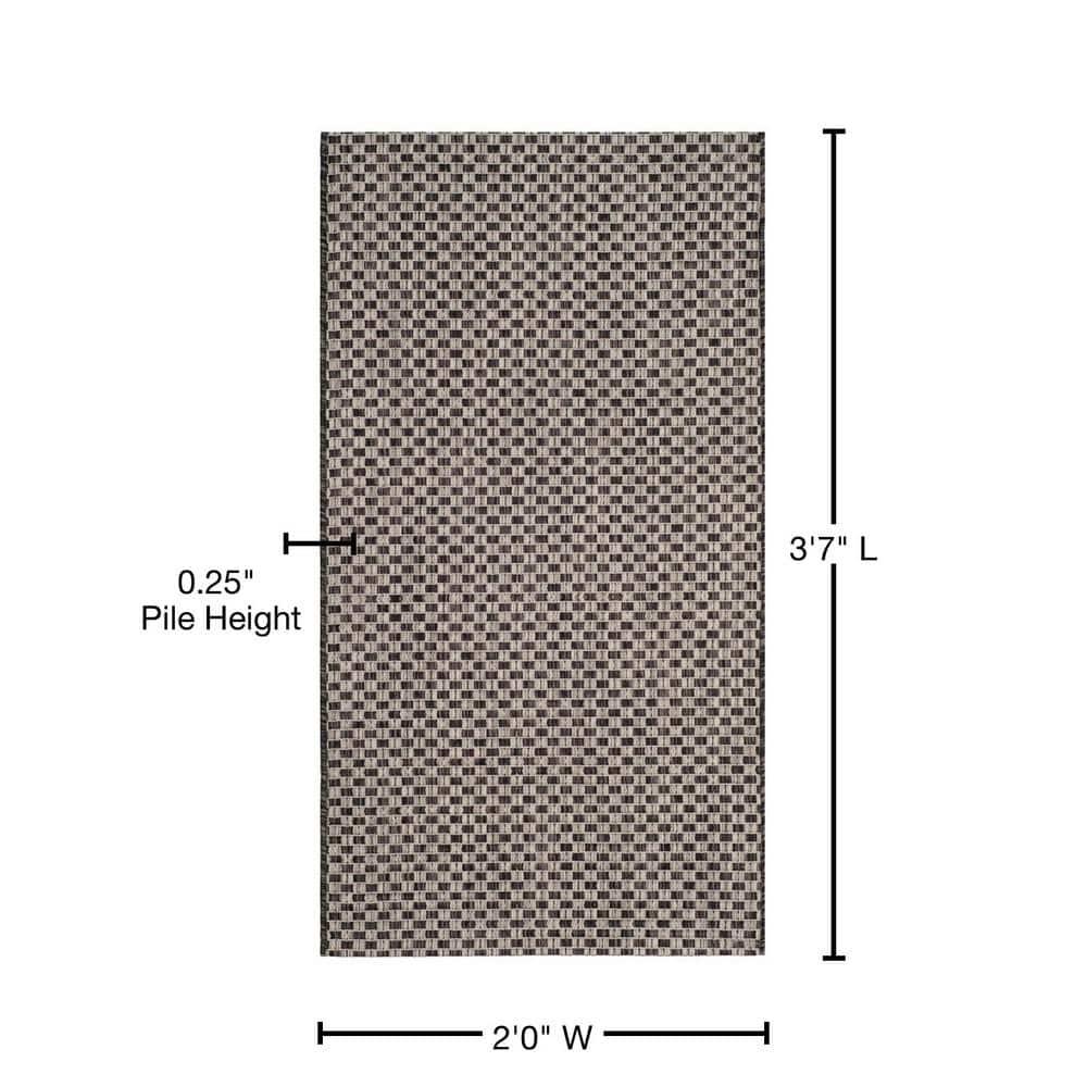 SAFAVIEH Courtyard Blair Geometric Indoor/Outdoor Area Rug, 2' x 3'7", Black/Light Grey