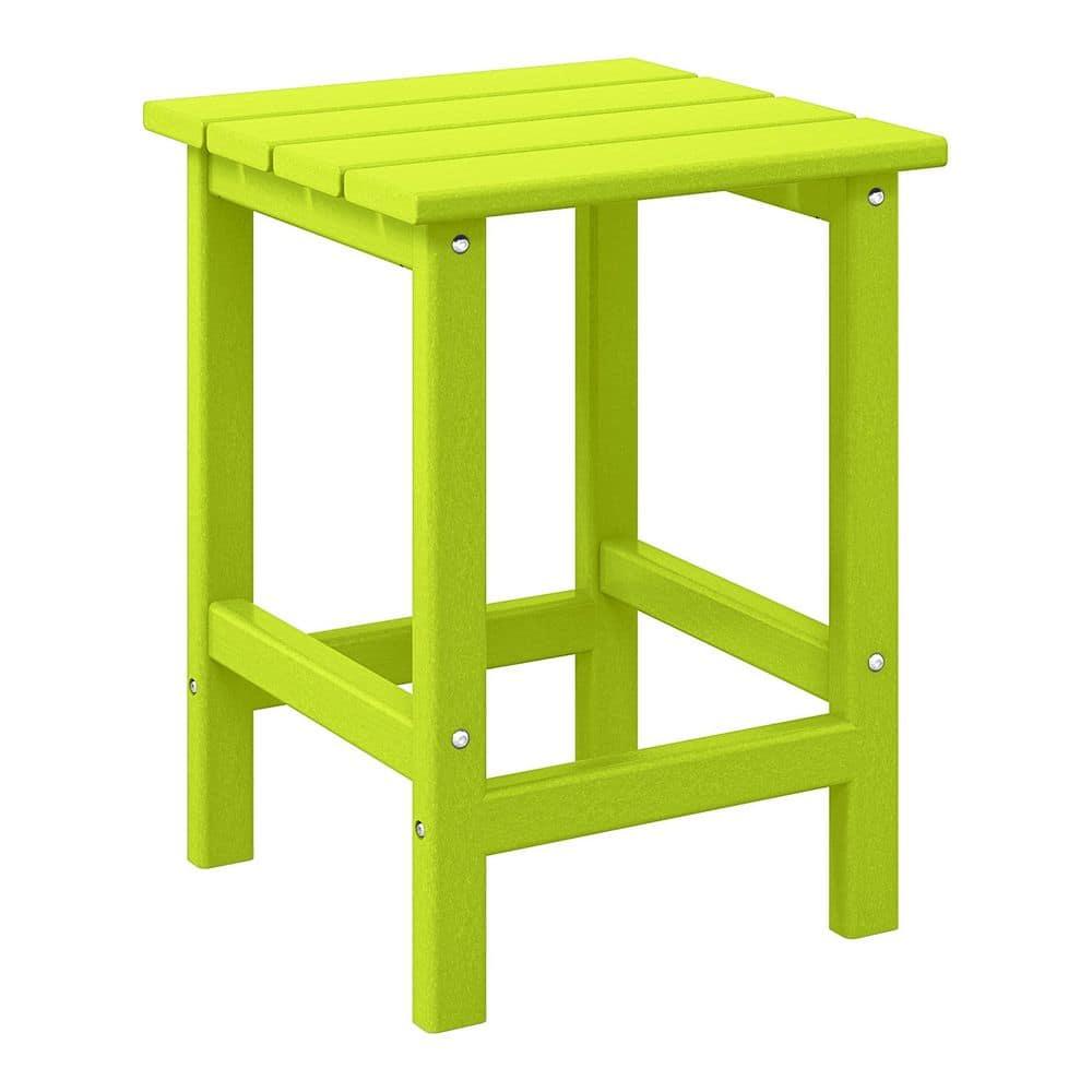 Polytrends  Laguna Hdpe All Weather Outdoor Patio Square Side Table Lime
