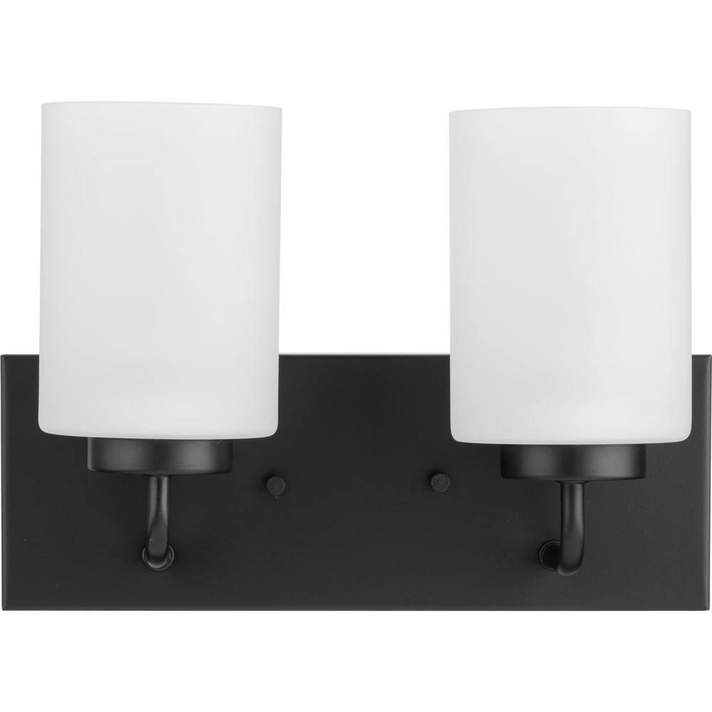 Progress Lighting Merry Collection 2-Light Brushed Nickel Etched Glass Transitional Bath Vanity Light