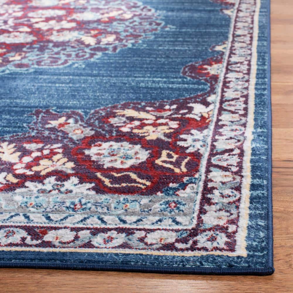 SAFAVIEH Brentwood Harland Floral Bordered Area Rug, 6' x 9', Navy/Burgundy