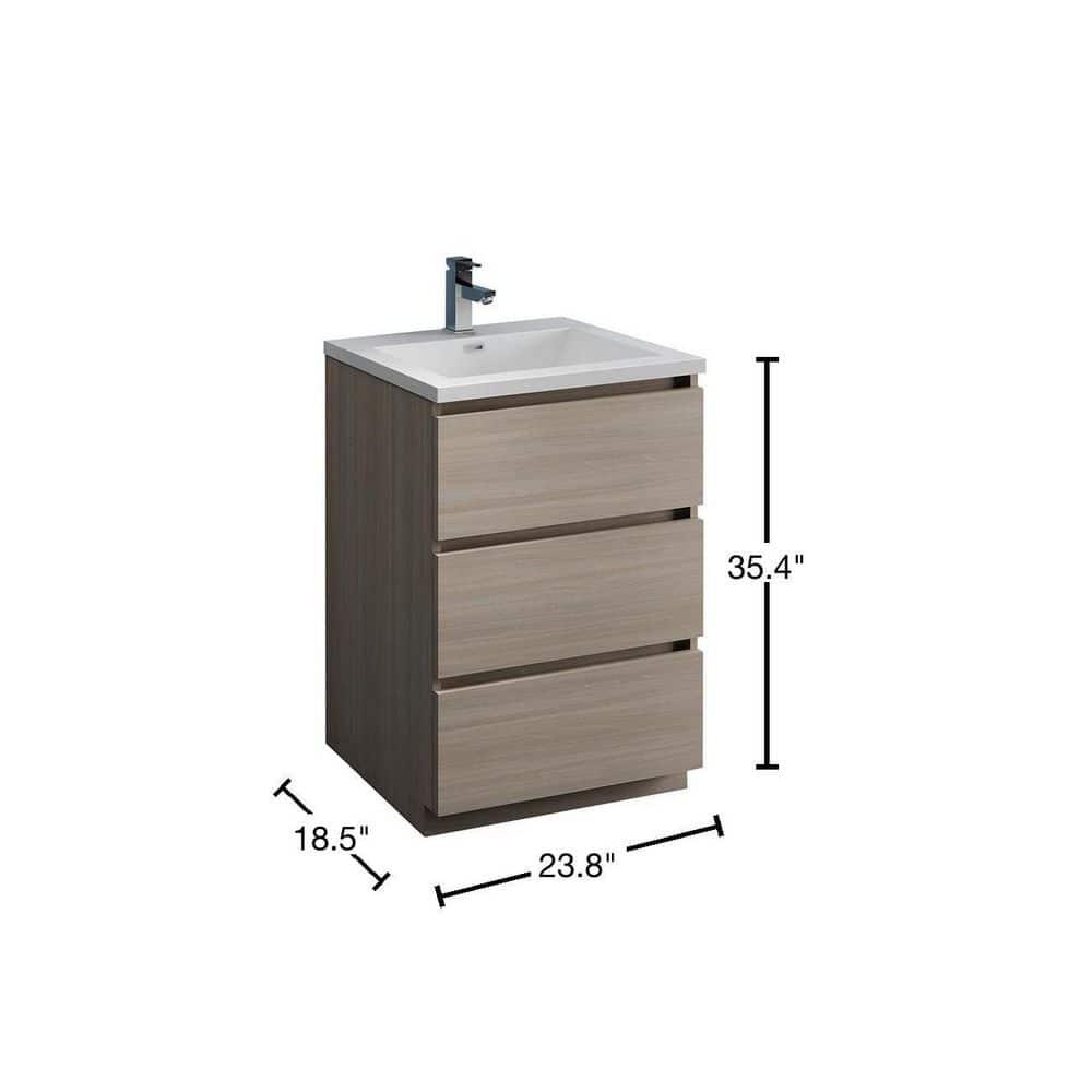 Lazzaro 24" Freestanding Modern Bathroom Vanity with Integrated Single Sink - Faucet Not Included
