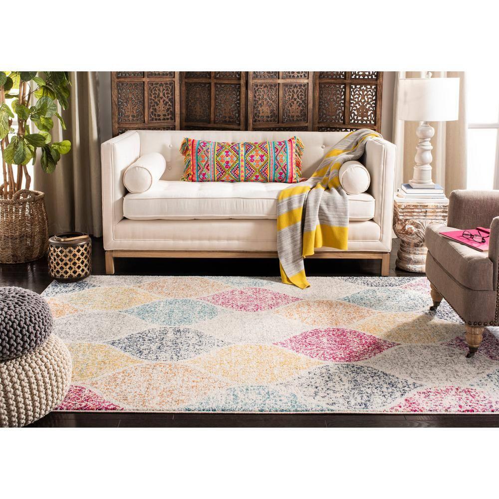 Madison MAD604 Power Loomed Indoor Area Rug - Creme/Yellow - 6'7"x9'2" - Safavieh
