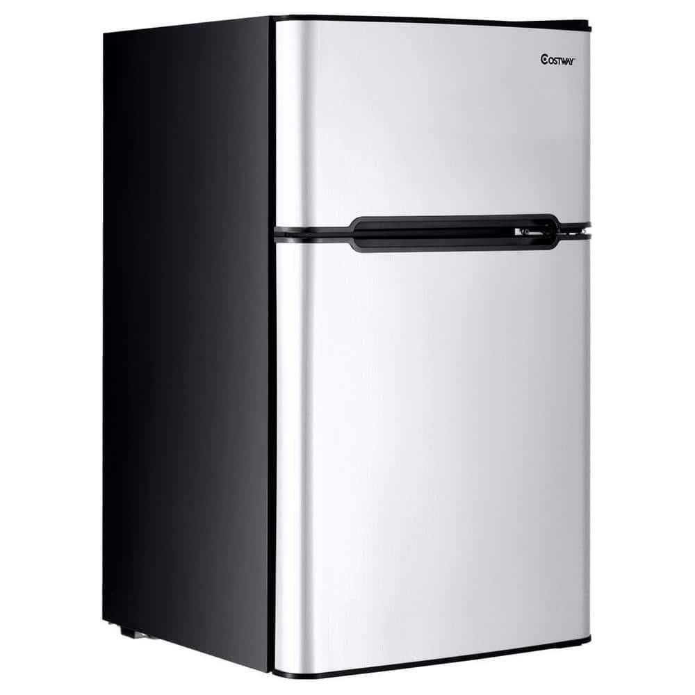 Costway Costway 3.2 Cubic Feet Portable Freestanding Mini Fridge with Freezer